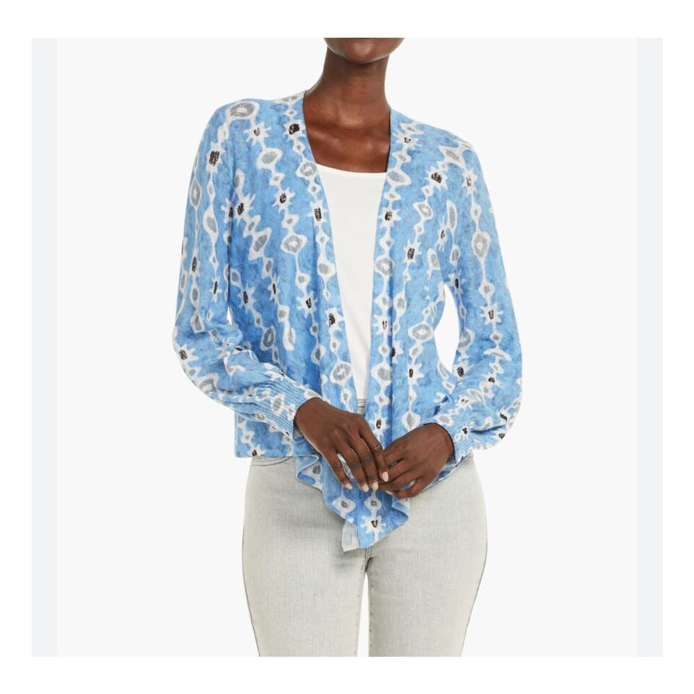 NIC+ZOE Blue and White Cardigan